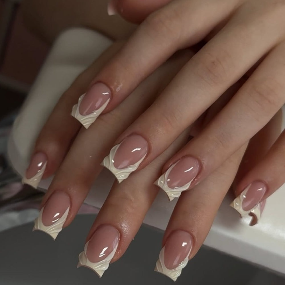 White French Duckbill Nails