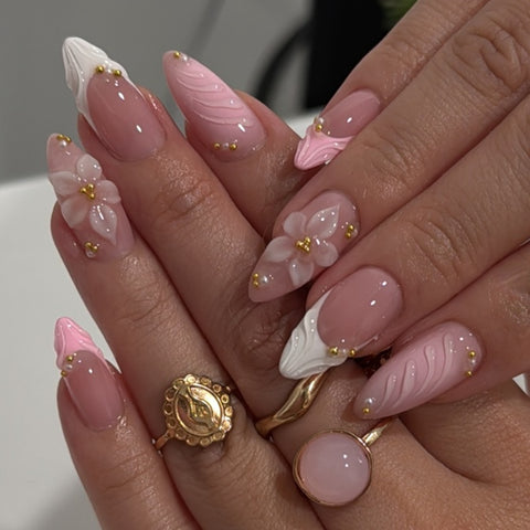 Pink White French Flower