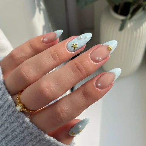 French Blue Starfish Nails