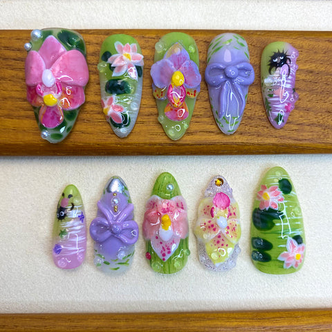 Press On Nails 3D Flower Nails Set