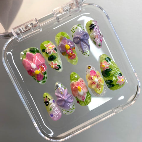 Press On Nails 3D Flower Nails Set