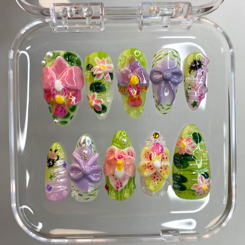 Press On Nails 3D Flower Nails Set
