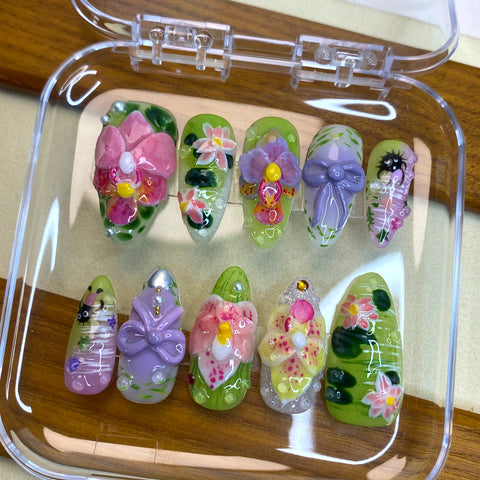Press On Nails 3D Flower Nails Set