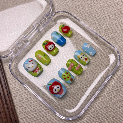 Press On Nails Cute Kitty Kitten Set