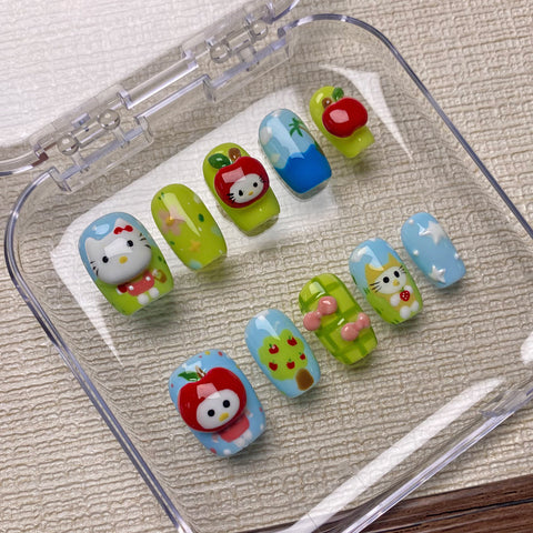 Press On Nails Cute Kitty Kitten Set