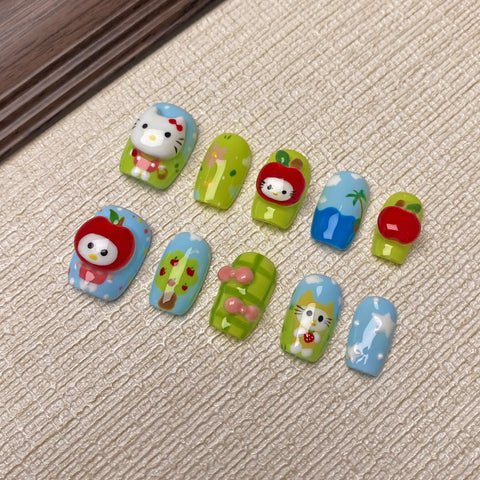 Press On Nails Cute Kitty Kitten Set
