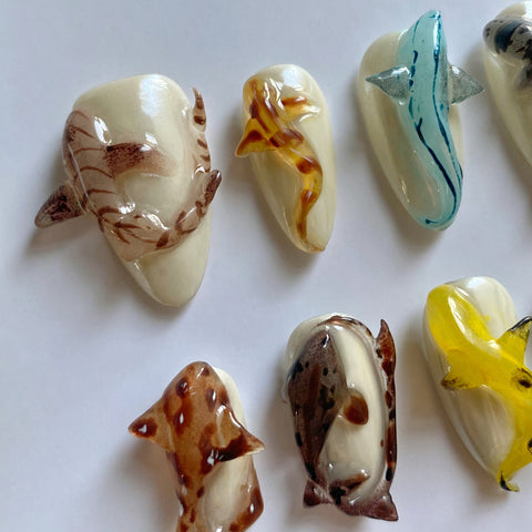 3D Handmade Shark World Nails