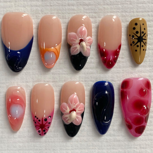 French Five Petal Flower Nail