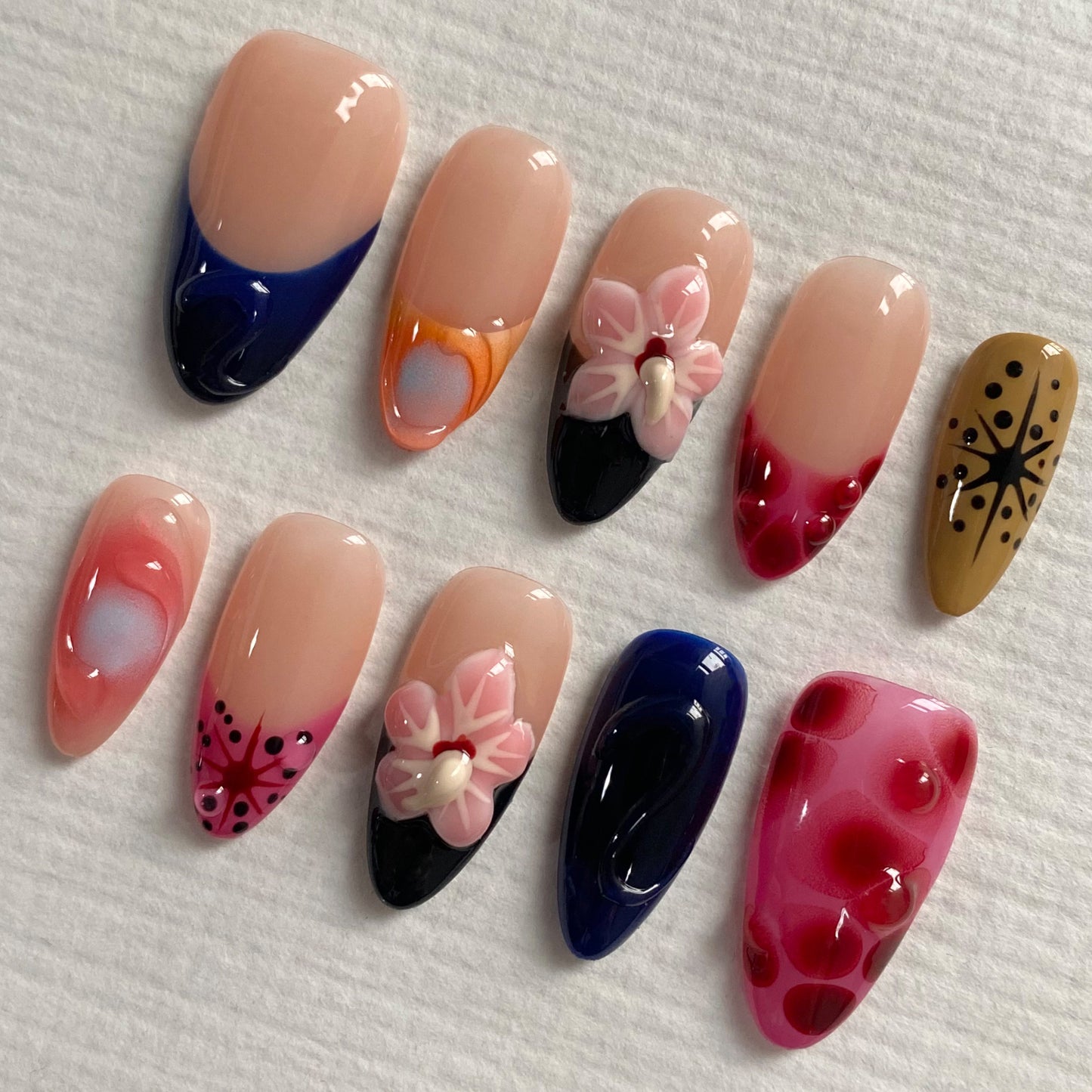 French Five Petal Flower Nail