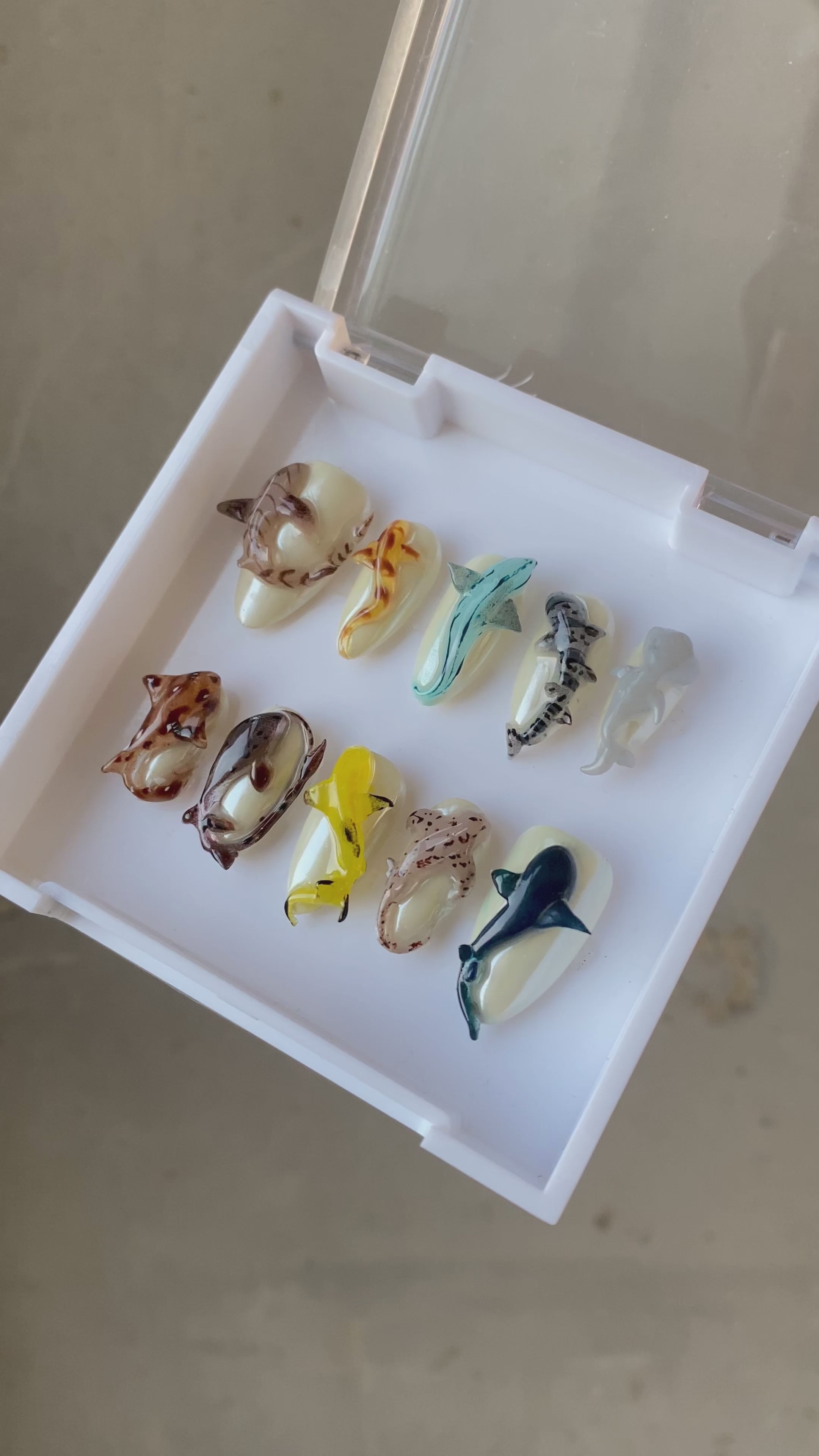 3D Handmade Shark World Nails